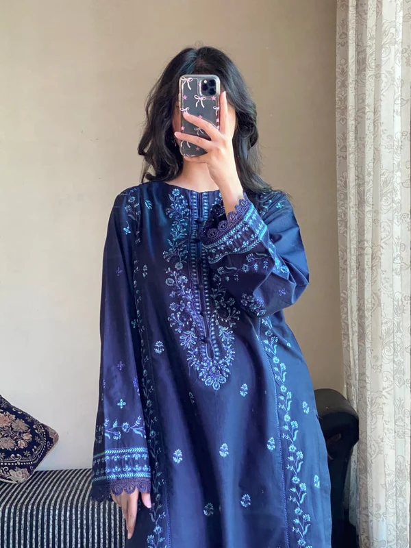 Zimal Blue β Embroidered 2-Piece Pure Lawn Set