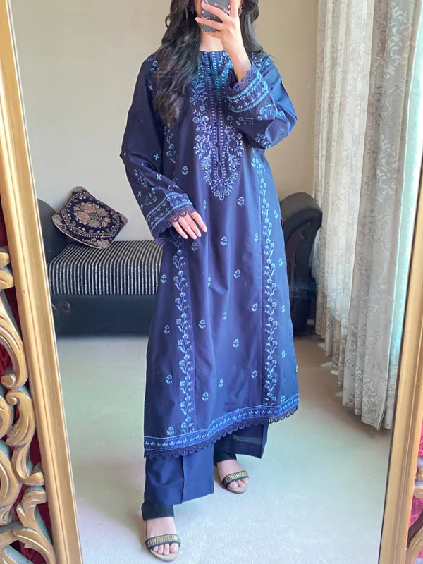 Zimal Blue β Embroidered 2-Piece Pure Lawn Set