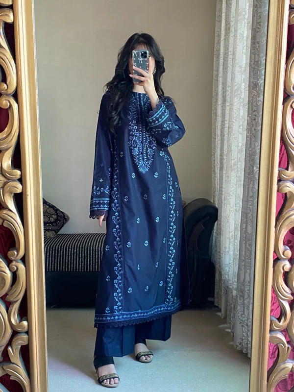 Zimal Blue β Embroidered 2-Piece Pure Lawn Set