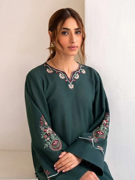 Kalamkar β Embroidered 2-Piece Stone Linen Set