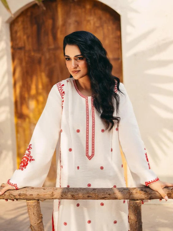 Alyana β Embroidered 2-Piece Arabic Lawn Set (Shirt & Plazo)