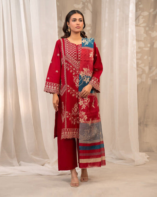 Maroon Majesty β Embroidered 3-Piece Suit