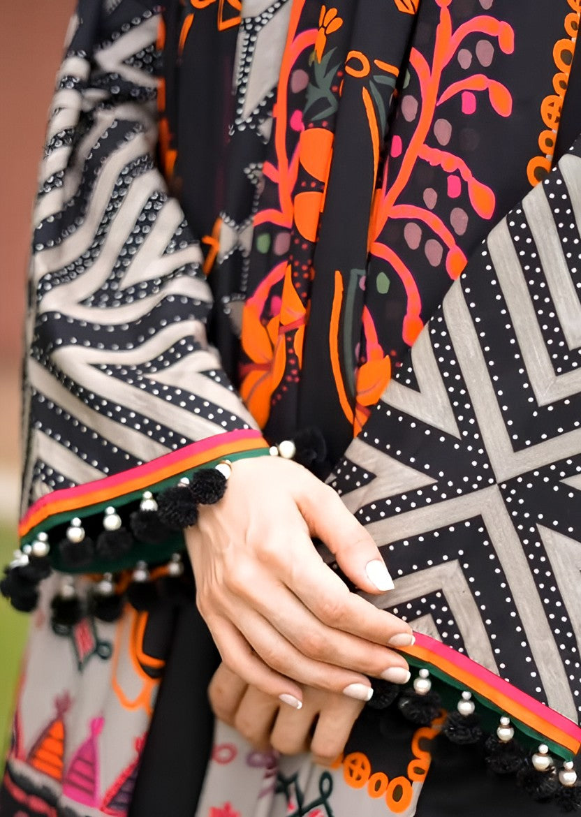 ZARA NOIR – Wool Shawl 3-Piece Printed Dress (Stitched)