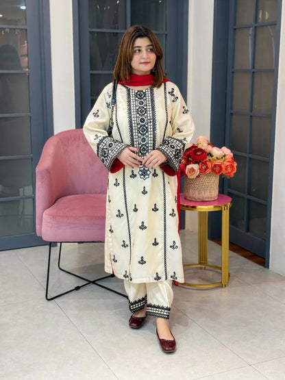 Taaj – Heavy Embroidered 3-Piece Suit (Stitched)
