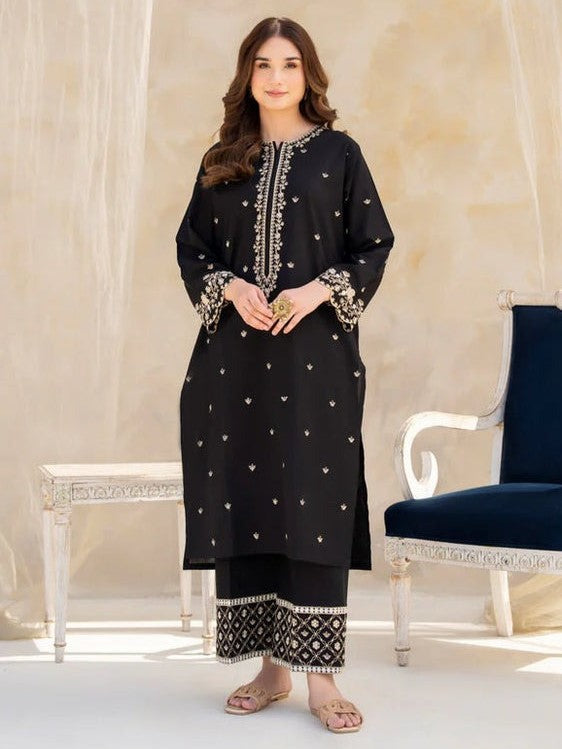 Black Huk Embroidered Cotton Lawn 2-Piece (Stitched)