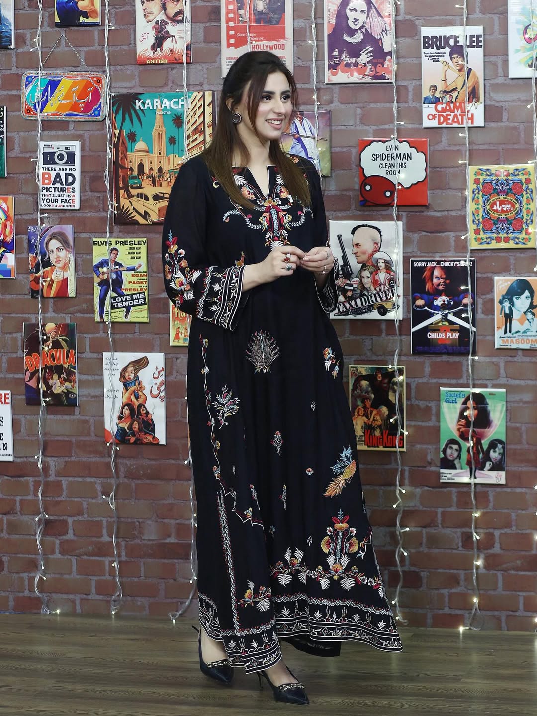 Laila Black – Multi Embroidered Long Dress (Stitched)