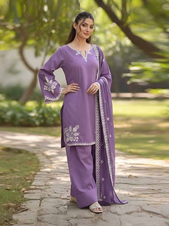 Lavender Grace Embroidered 3PC