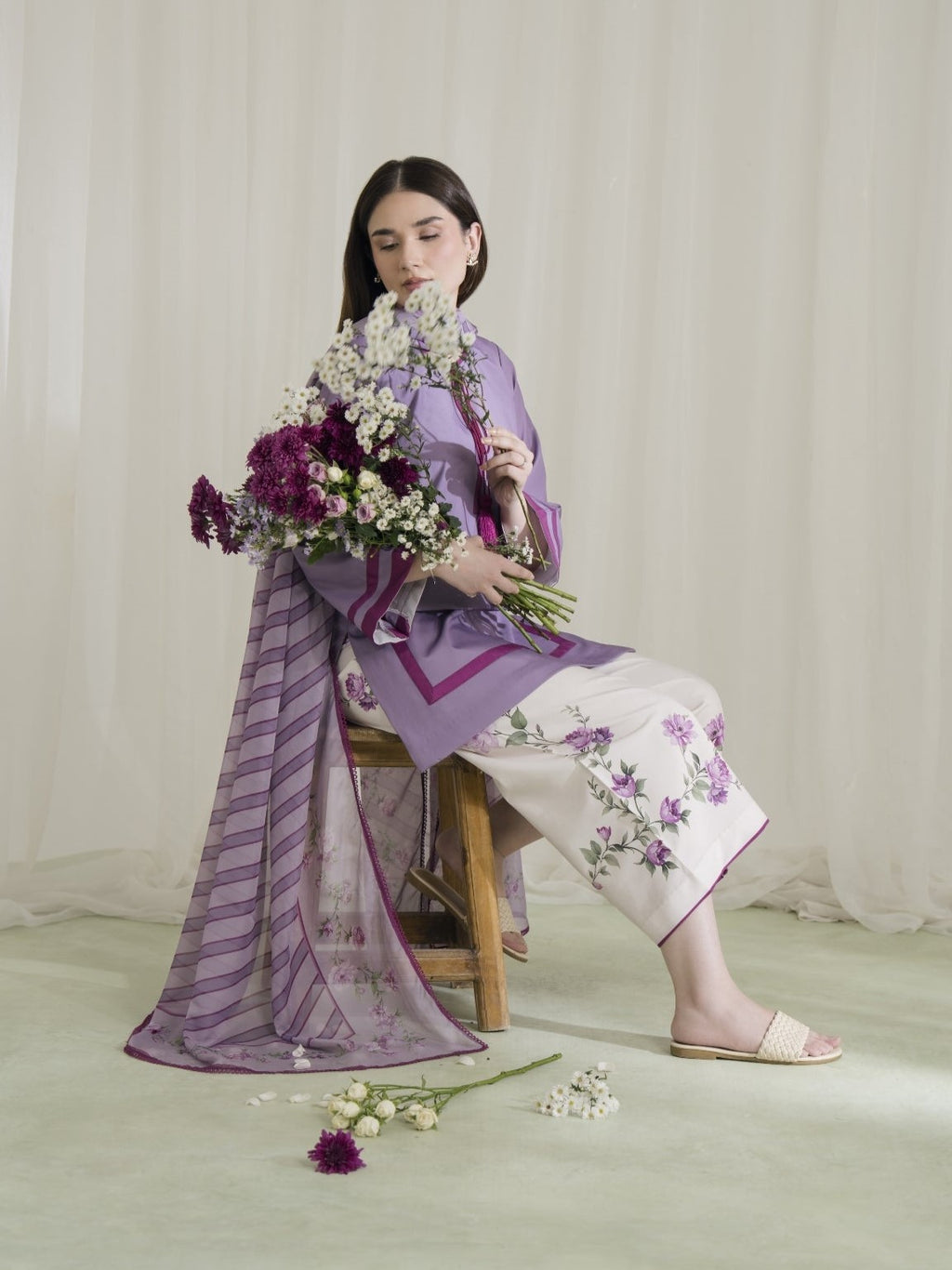 Lila Bloom – Lavender 3-Piece Dress (Stitched)