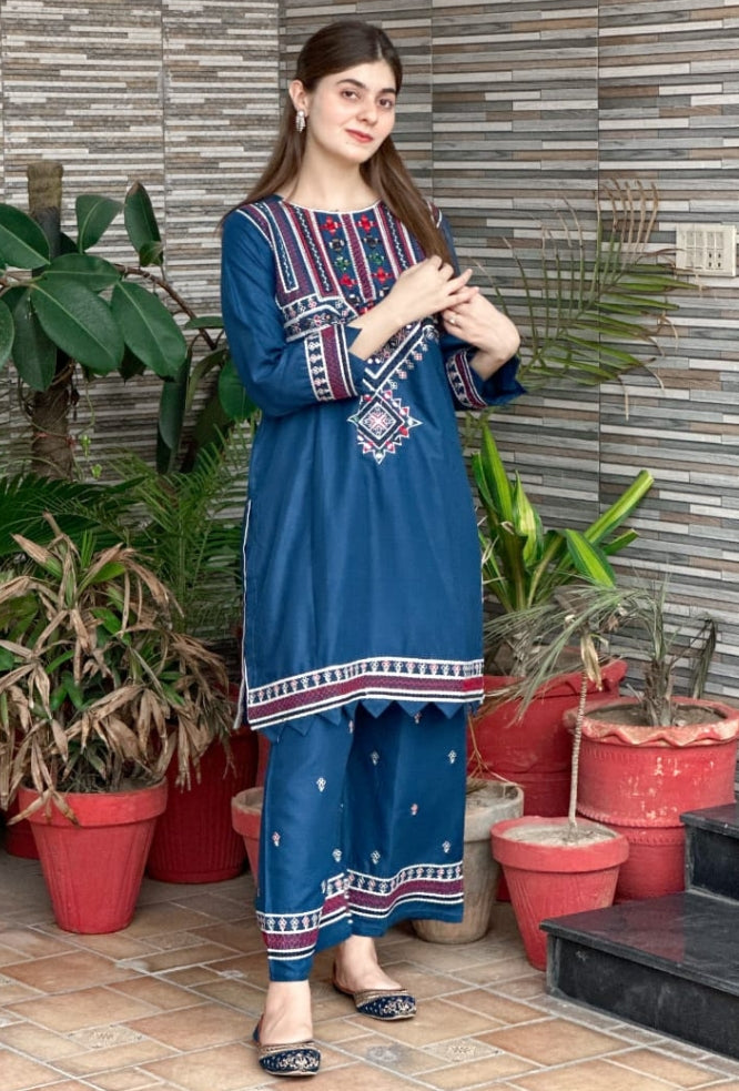 Sindhi Mirror Work Embroidery 2 Piece Dress Stitched