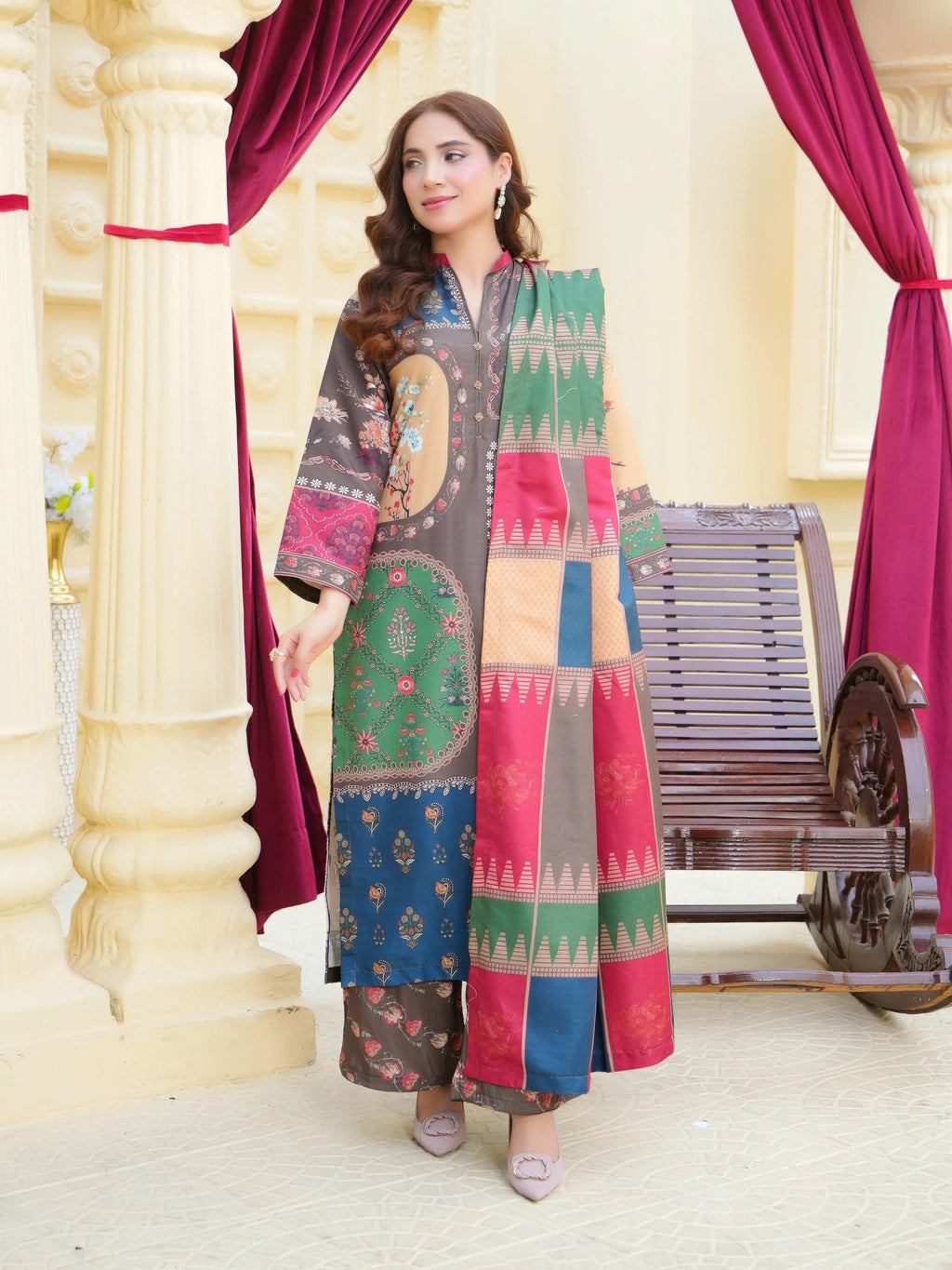 Bahaar-e-Rang – Multi Pattern 3-Piece Suit