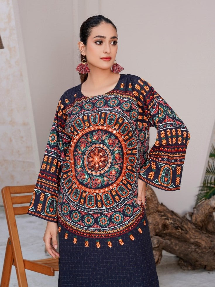 Mirror Embroidered & Printed 2-Piece Dress