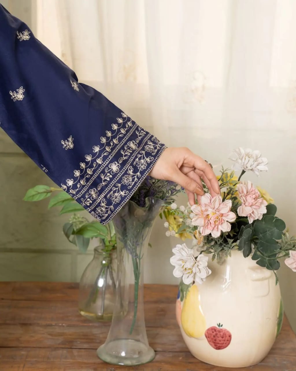 Dezal Embroidered 2-Piece Long Dress – Premium China Lawn