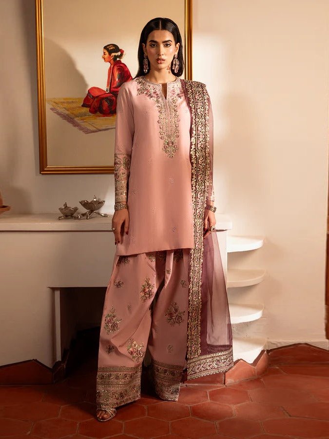 Zarqaa Emb 3PC | Luxury Party Wear