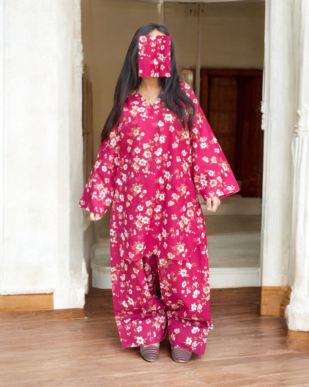 Farshi Shalwar – Digital Printed 2-Piece Khaddar Dress (Stitched) 001