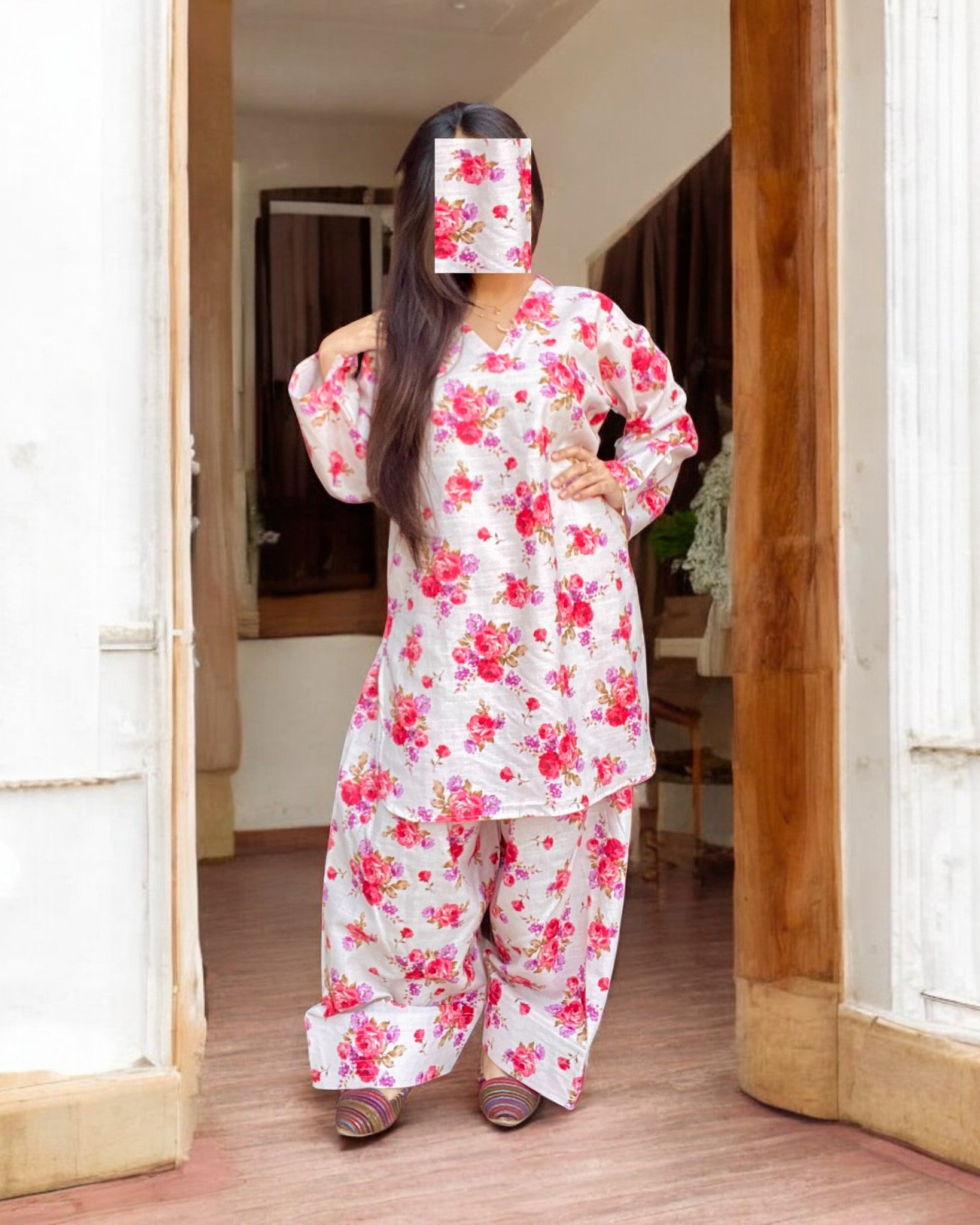 Farshi Shalwar – Digital Printed 2-Piece Khaddar Dress (Stitched) 002