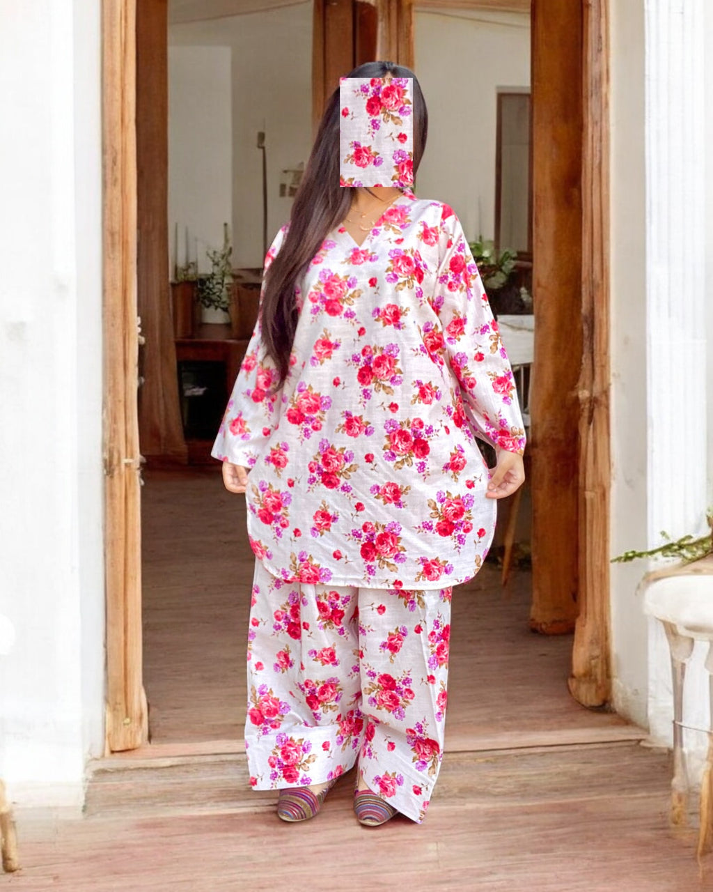 Farshi Shalwar – Digital Printed 2-Piece Khaddar Dress (Stitched) 002