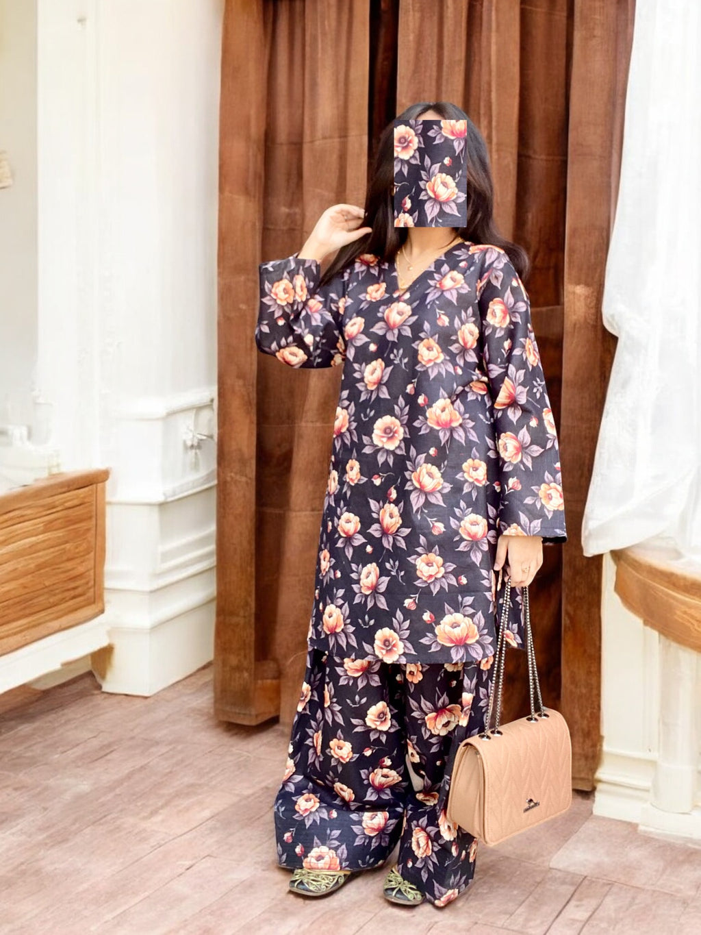 Farshi Shalwar – Digital Printed 2-Piece Khaddar Dress (Stitched) 003