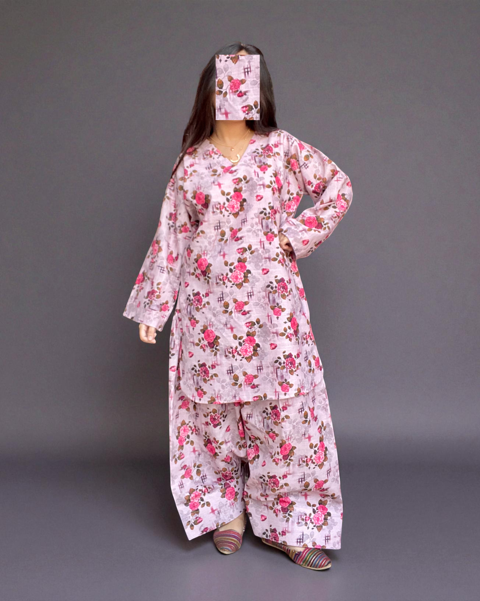 Farshi Shalwar – Digital Printed 2-Piece Khaddar Dress (Stitched) 005