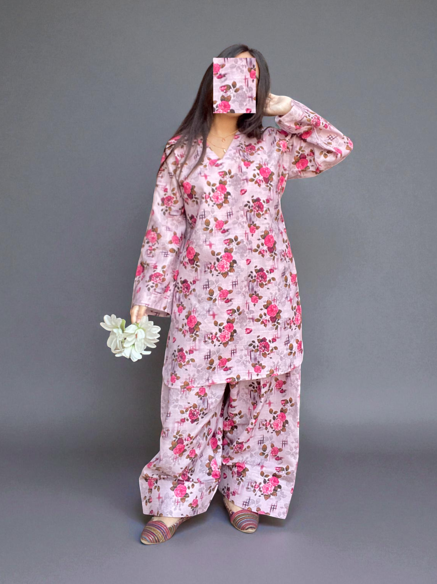 Farshi Shalwar – Digital Printed 2-Piece Khaddar Dress (Stitched) 005