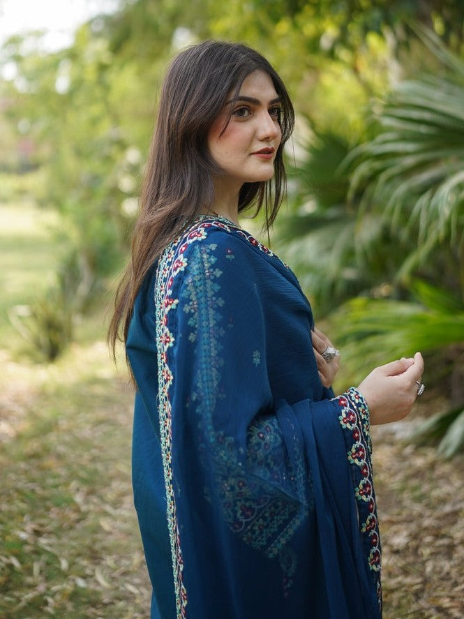 Mashal – Embroidered Lawn 3-Piece Set with Chiffon Dupatta