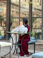 Noor-e-Maroon Embroidered 3 Piece Suit with Organza Dupatta