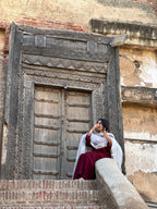 Noor-e-Maroon Embroidered 3 Piece Suit with Organza Dupatta