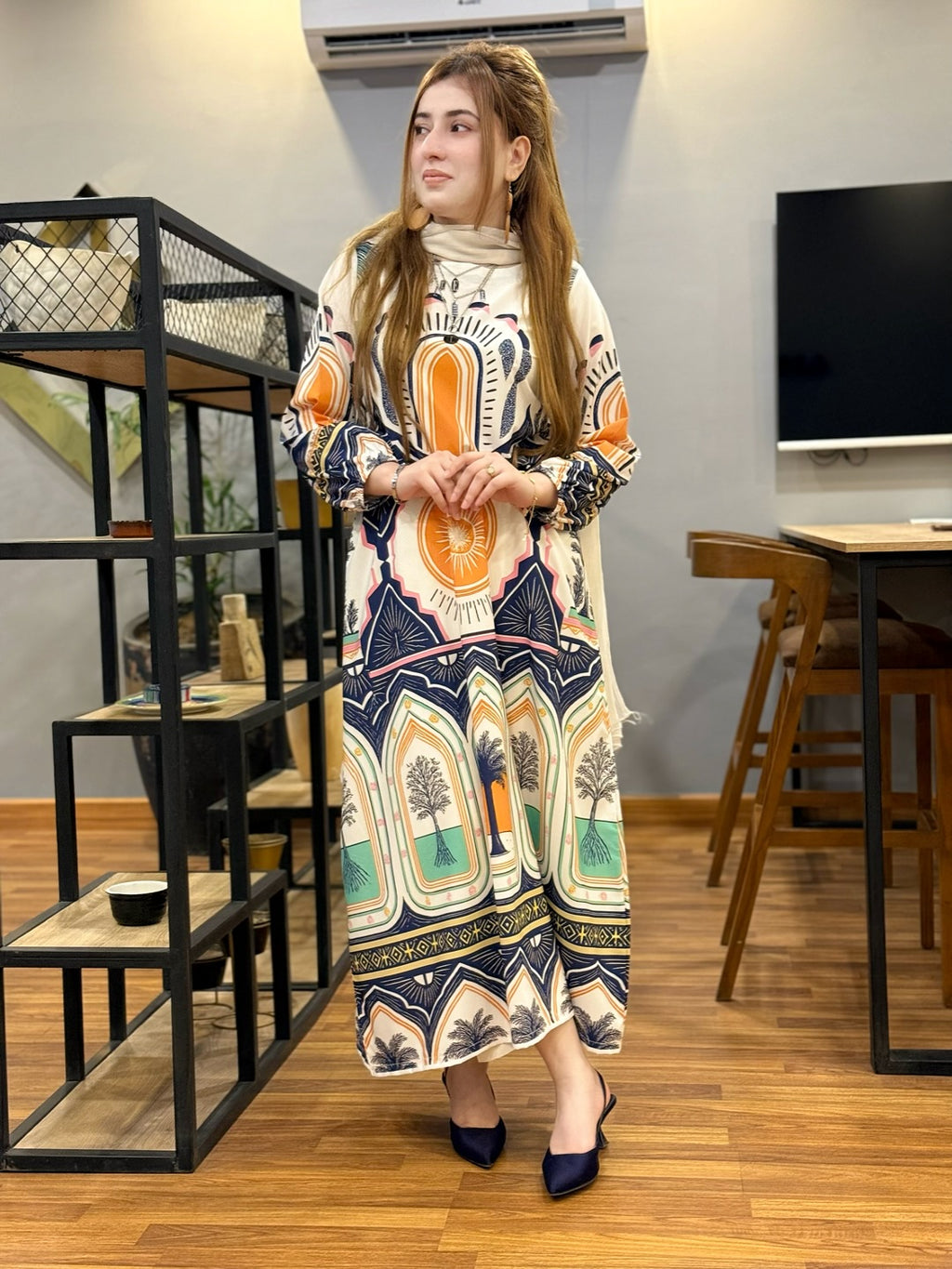 Palm Leaf – Printed Maxi (Stitched)