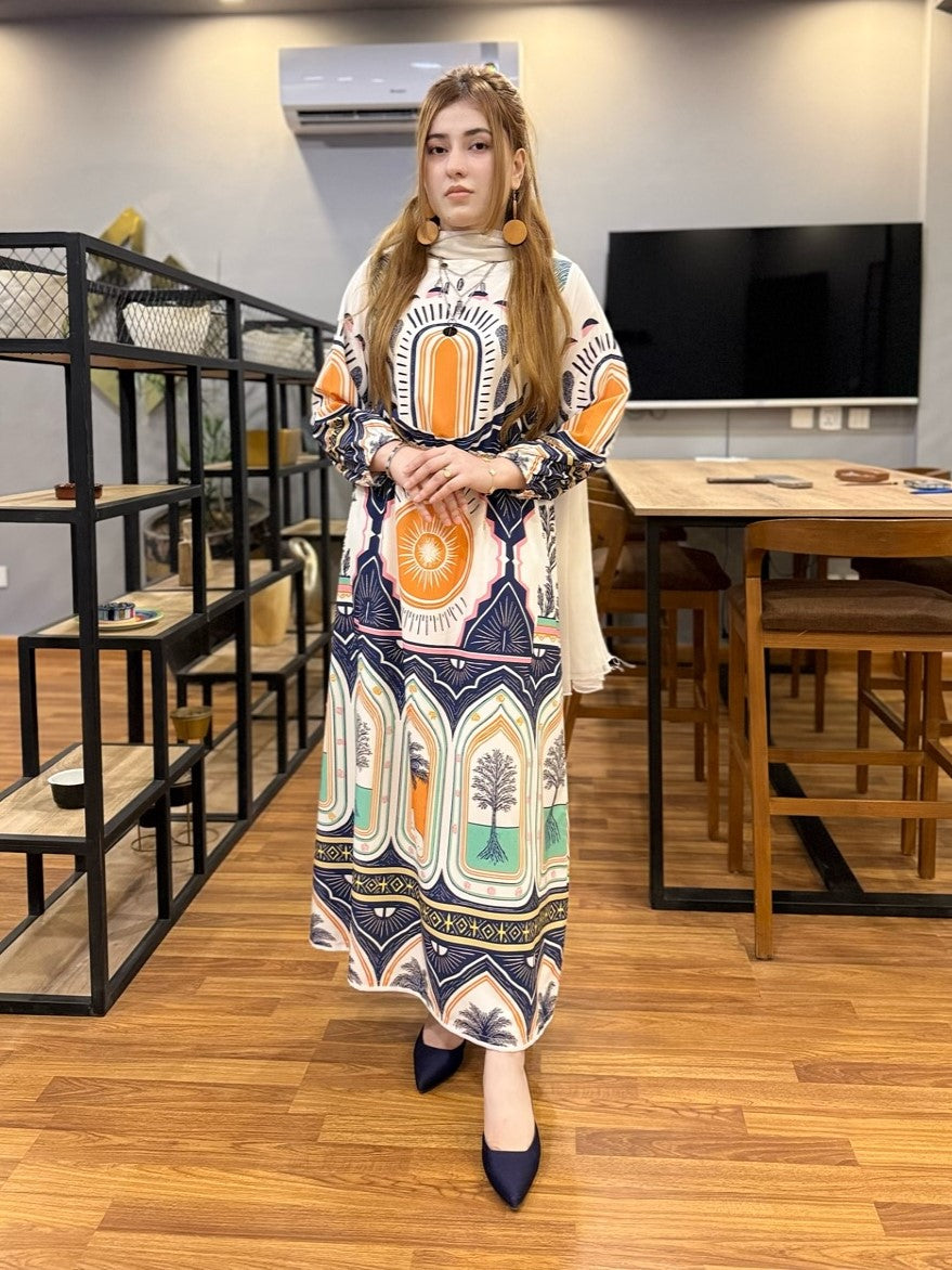 Palm Leaf – Printed Maxi (Stitched)