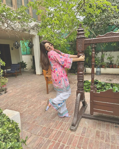 Pink Floral – Silky Lawn 2-Piece Set