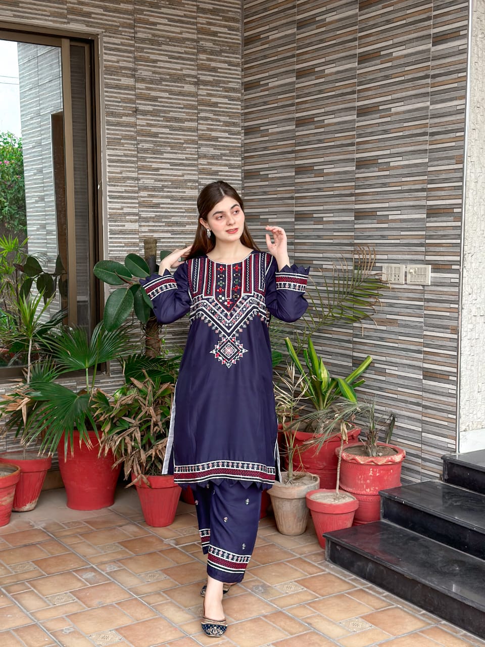 Sindhi Mirror Work Embroidery 2 Piece Dress Stitched