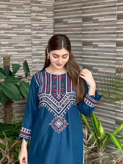 Sindhi Mirror Work Embroidery 2 Piece Dress Stitched