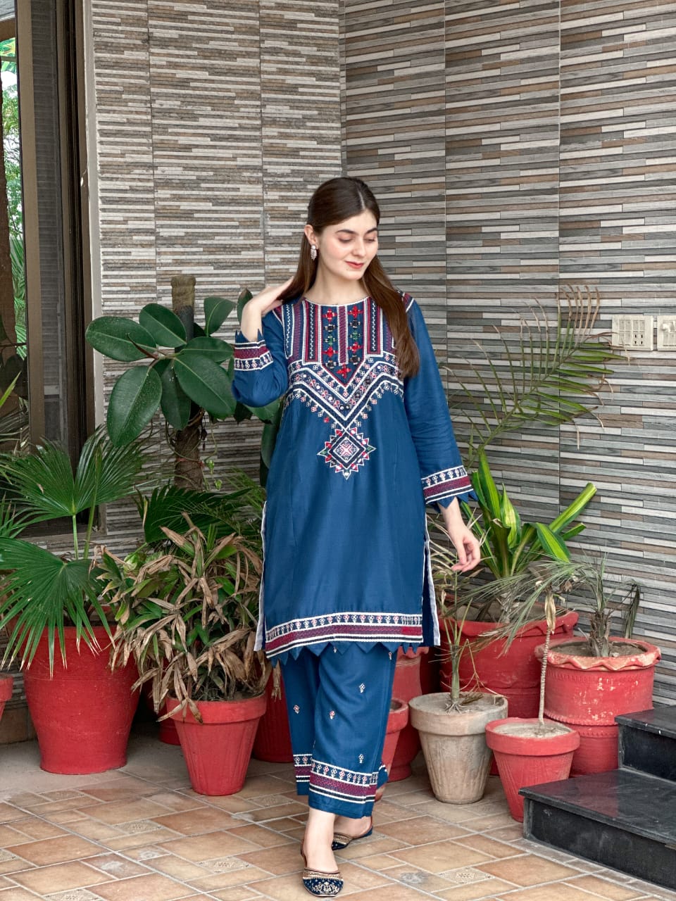 Sindhi Mirror Work Embroidery 2 Piece Dress Stitched