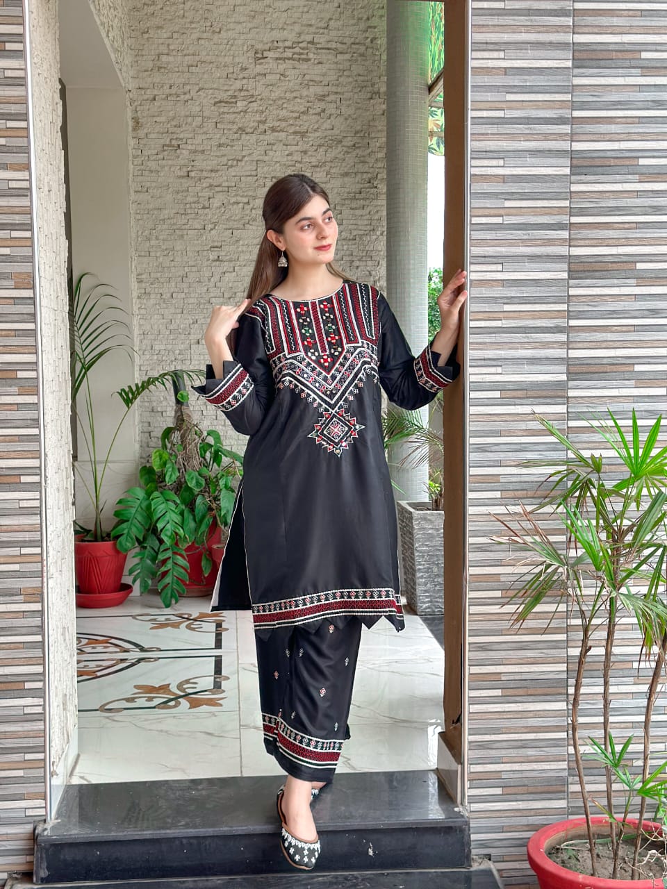 Sindhi Mirror Work Embroidery 2 Piece Dress Stitched