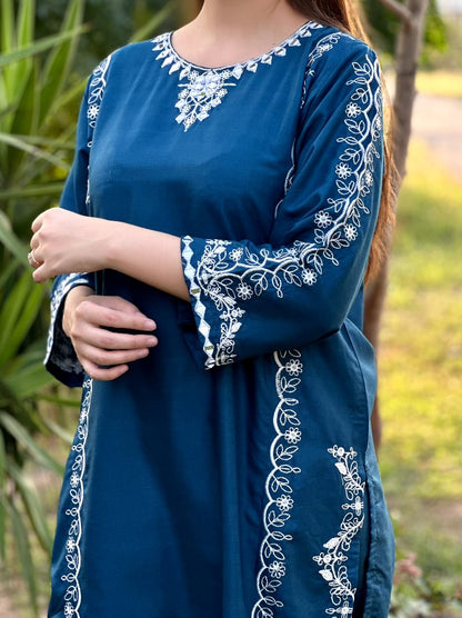 Agha Noor Mirror Work Embroidery 2-Piece Dress Stitched