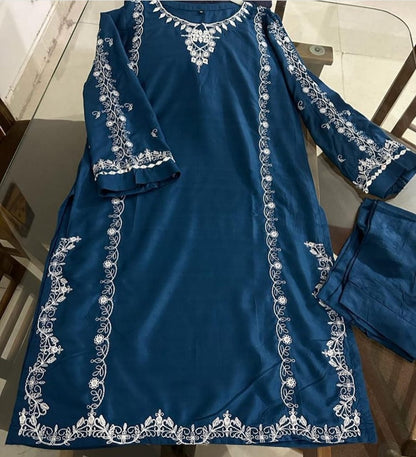 Agha Noor Mirror Work Embroidery 2-Piece Dress Stitched