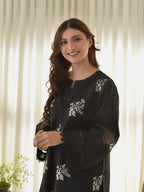 Horiya – Black 3-Piece Embroidered Lawn Set with Dupatta