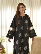 Horiya – Black 3-Piece Embroidered Lawn Set with Dupatta