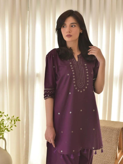 PURPLE AURA – Luxury Embroidered 3-Piece Suit (Stitched)