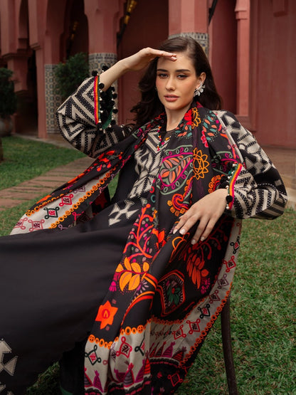 ZARA NOIR – Wool Shawl 3-Piece Printed Dress (Stitched)