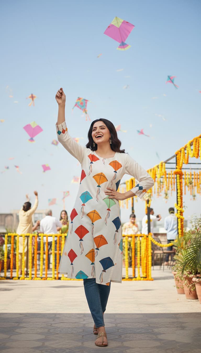 Basant Bloom – Printed Kurti (Stitched)