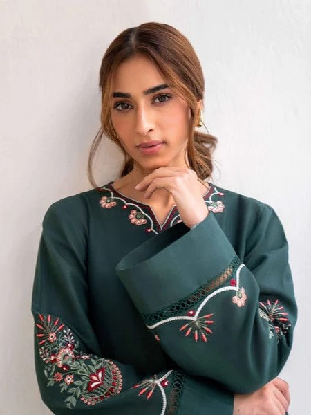 Kalamkar – Embroidered 2-Piece Stone Linen Set