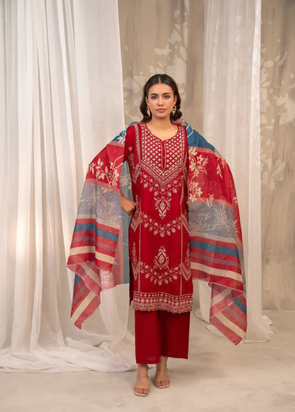 Maroon Majesty – Embroidered 3-Piece Suit