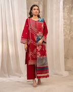 Maroon Majesty – Embroidered 3-Piece Suit