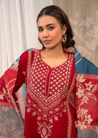 Maroon Majesty – Embroidered 3-Piece Suit