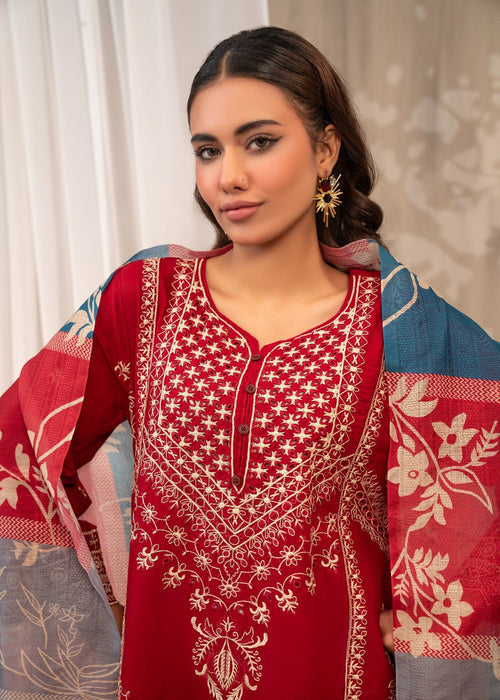 Maroon Majesty – Embroidered 3-Piece Suit