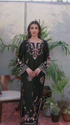 Laila Black – Multi Embroidered Long Dress (Stitched)