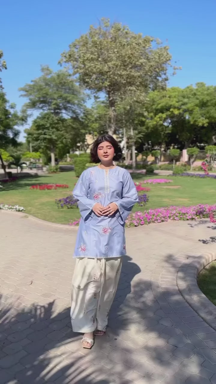FIZA – Embroidered Pure Lawn 2-Piece (Shirt + Plazo)