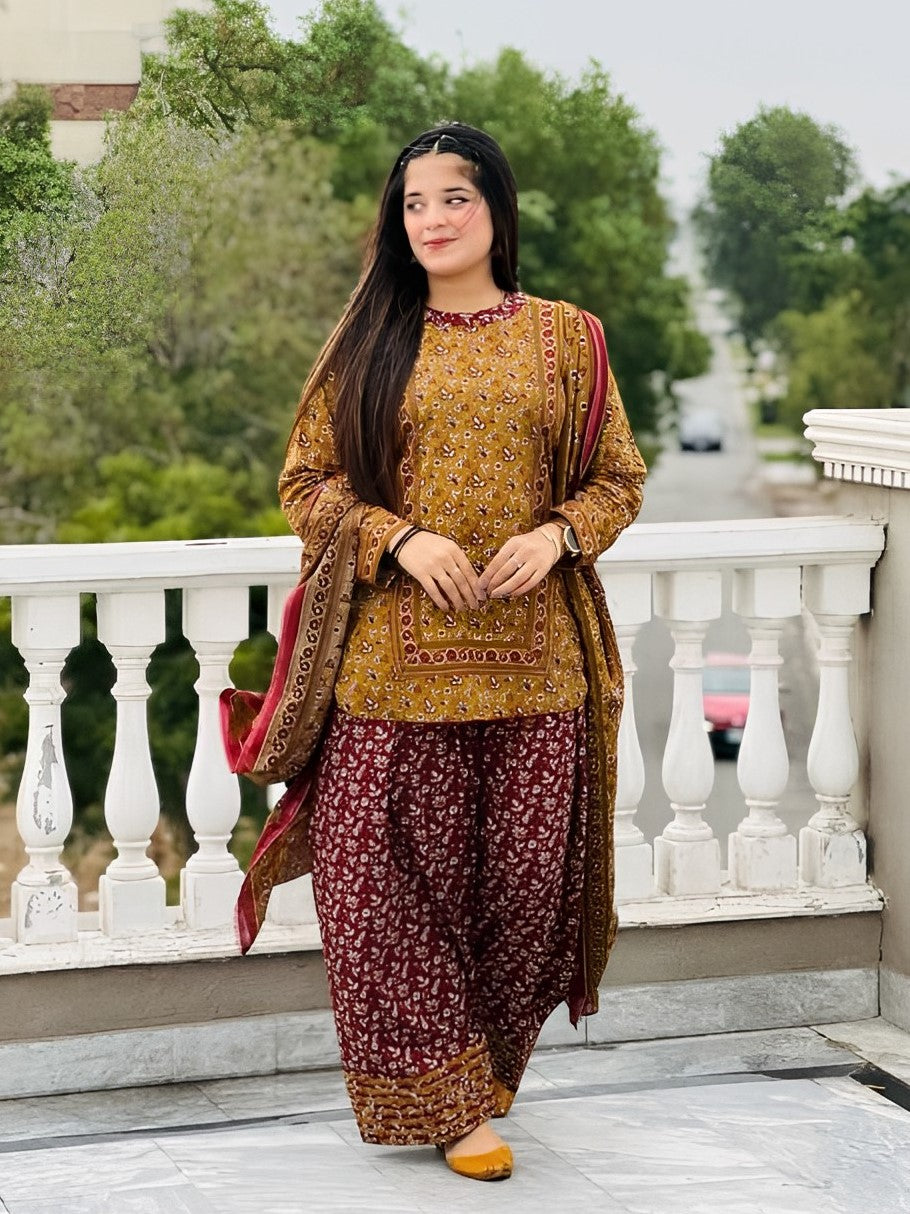 CHAMBEILI – Farshi Shalwar 3PC with Dupatta (stitched)