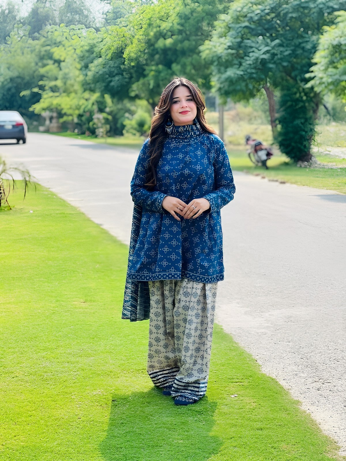 BERRY BLOOM – Digital Printed 3-Piece Short Frock Set