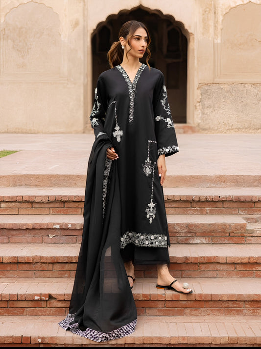 Solid Emb – Luxury Embroidered 3-Piece Dress